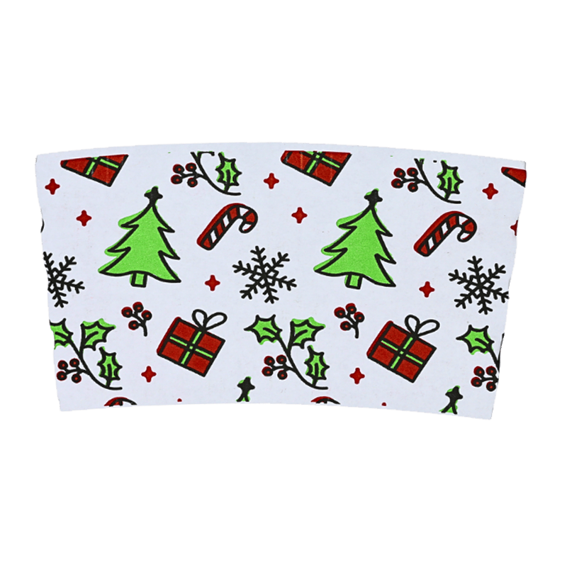 인쇄된 크리스마스 선물은 골판지 컵 소매를 두껍게 했습니다